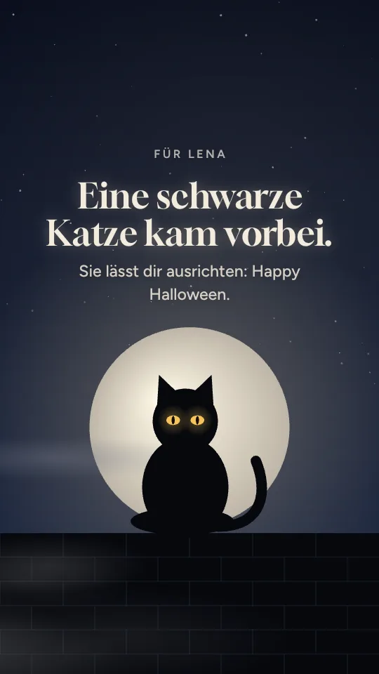 Story-Stil Schwarze Katze mit dem Namen Lena