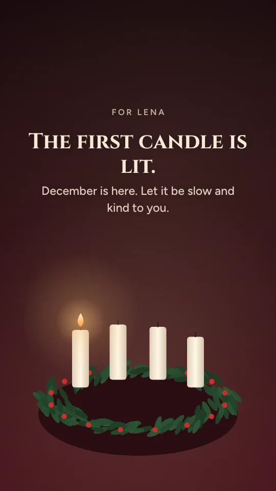 Advent wreath story style, with the name Lena