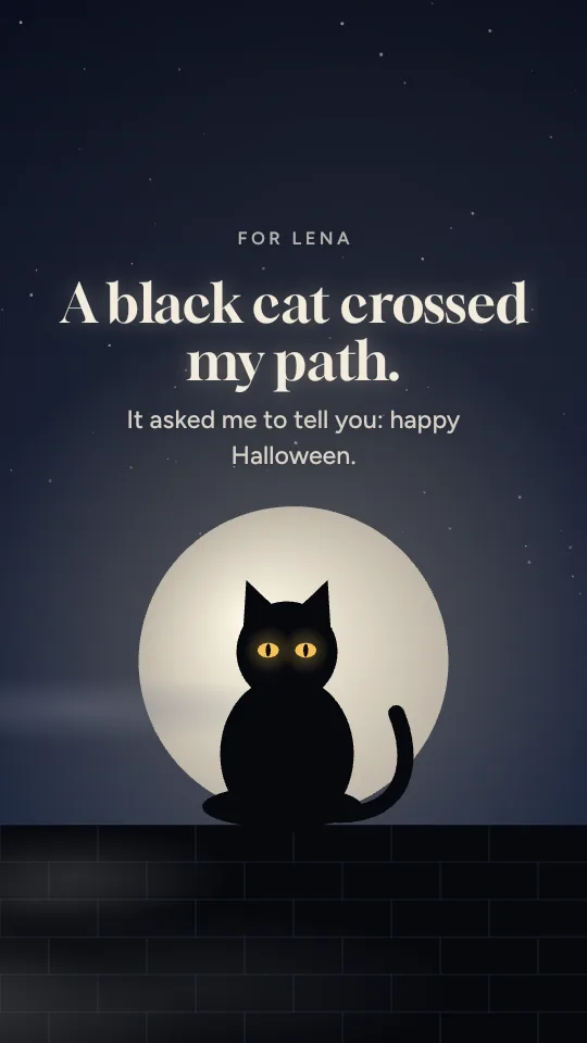 Black cat story style, with the name Lena
