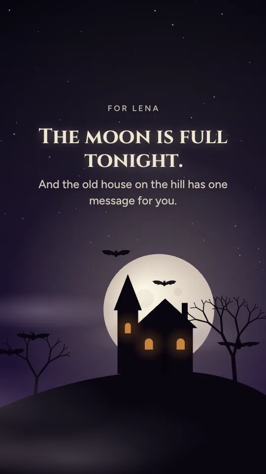 Haunted night story style, with the name Lena