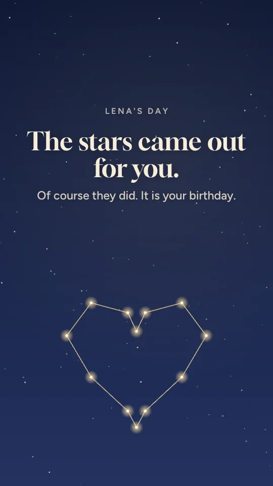 Starry night story style, with the name Lena