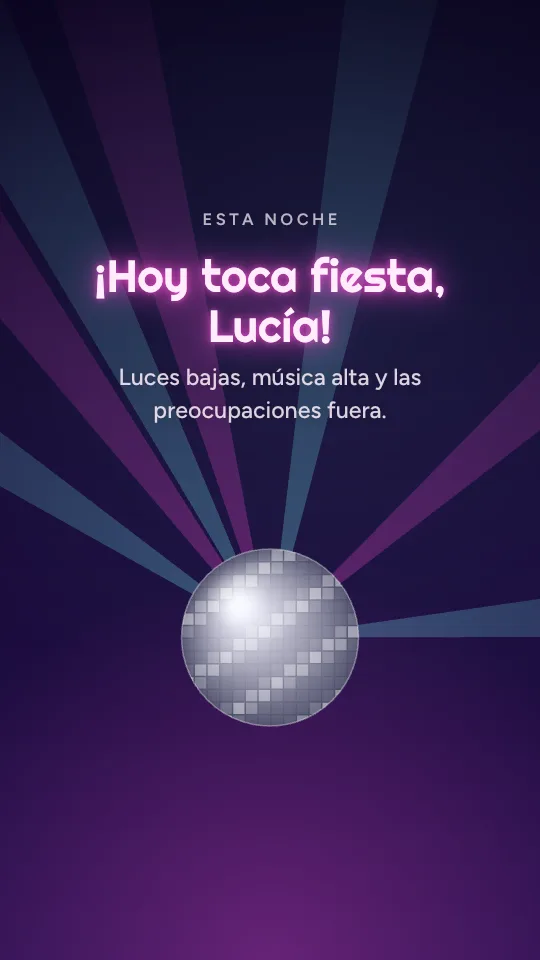 Estilo de historia Fiesta neón, con el nombre Lucía