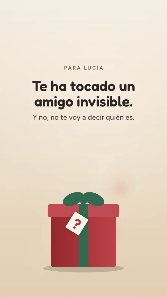 Estilo de historia Amigo invisible, con el nombre Lucía