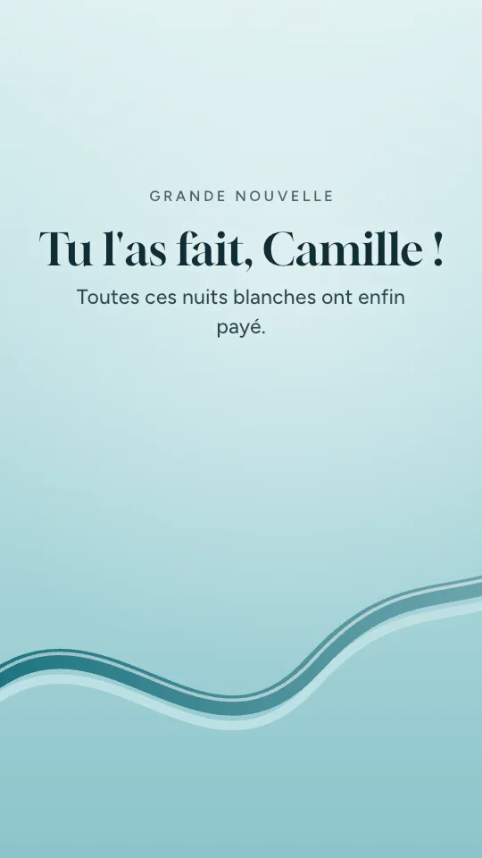 Style de story Grande nouvelle, avec le prénom Camille