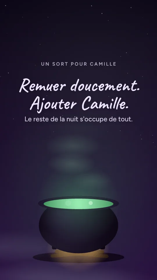 Style de story Potion de sorcière, avec le prénom Camille