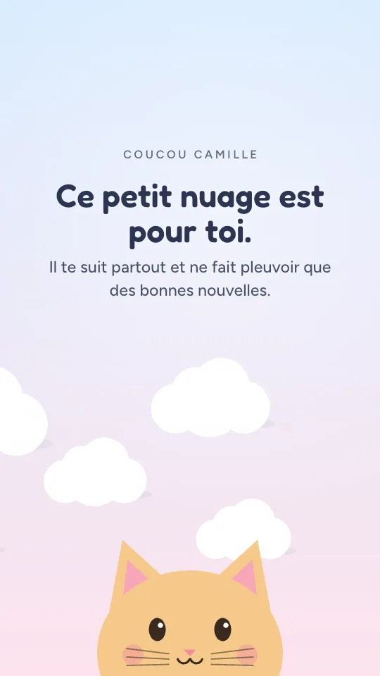 Style de story Petits nuages, avec le prénom Camille