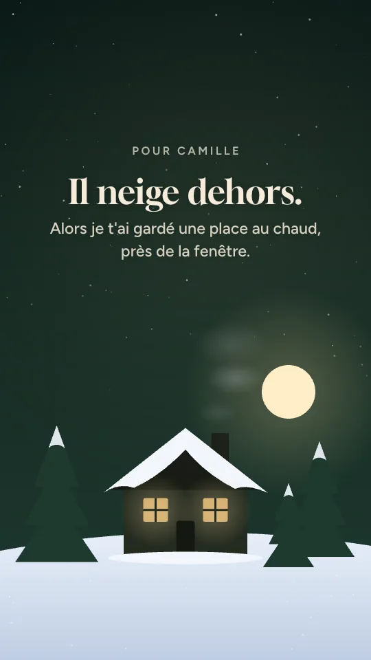 Style de story Noël douillet, avec le prénom Camille