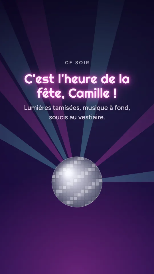 Style de story Soirée néon, avec le prénom Camille