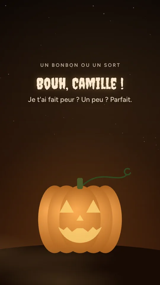 Style de story Champ de citrouilles, avec le prénom Camille