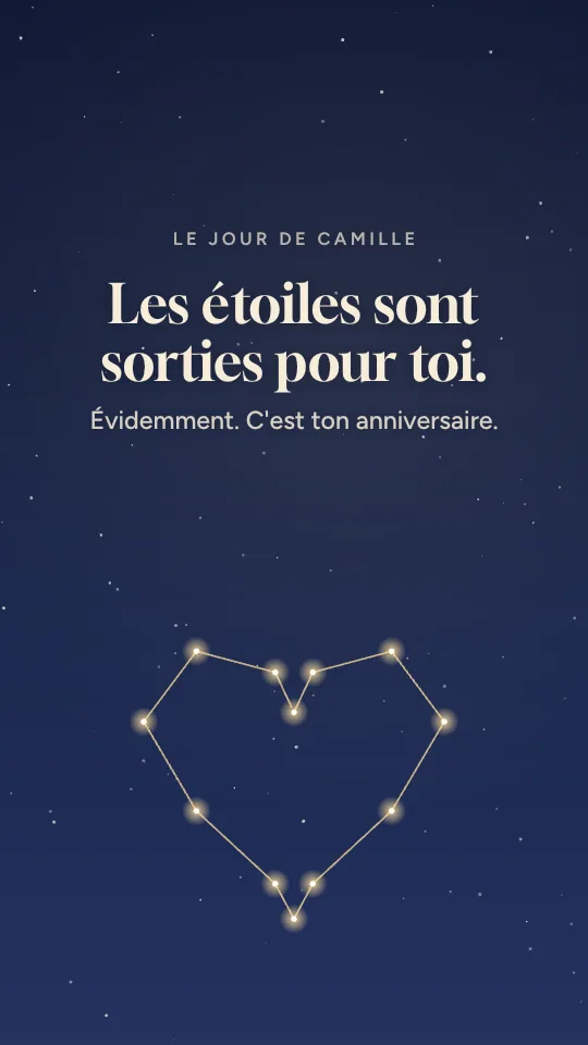 Style de story Nuit étoilée, avec le prénom Camille