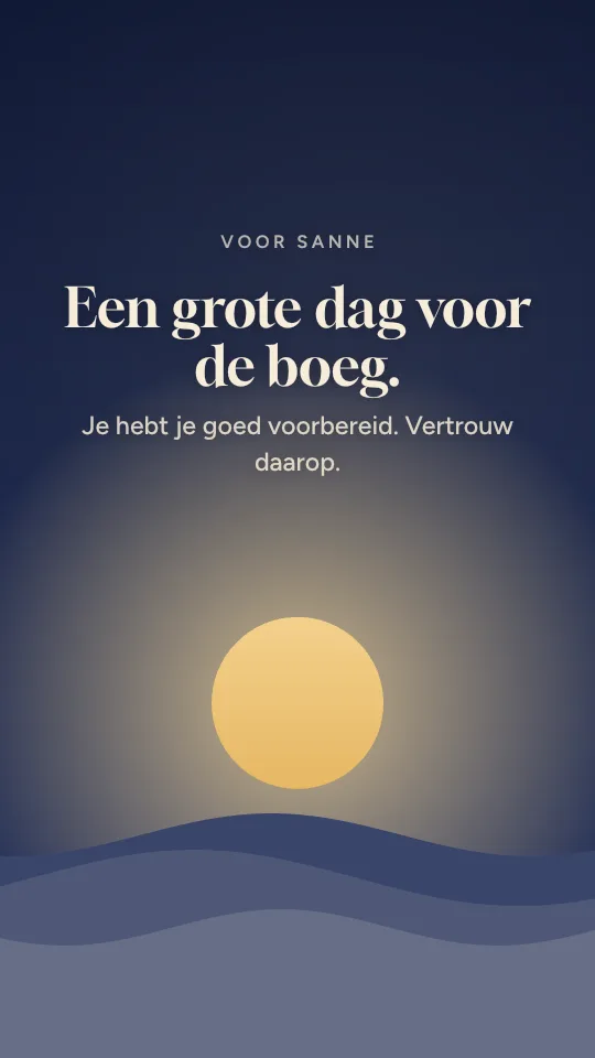 Storystijl Grote dag, met de naam Sanne