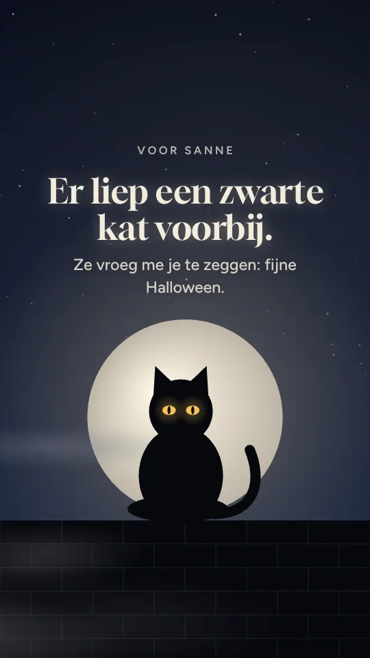 Storystijl Zwarte kat, met de naam Sanne
