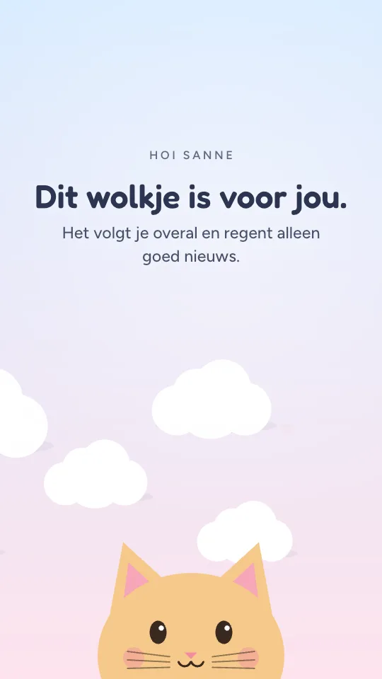 Storystijl Zachte wolkjes, met de naam Sanne