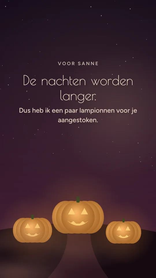 Storystijl Lampionnentocht, met de naam Sanne