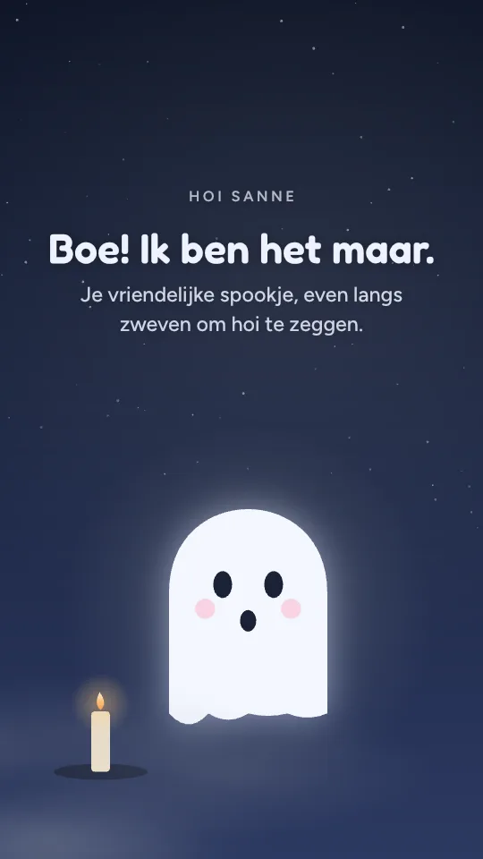 Storystijl Klein spookje, met de naam Sanne