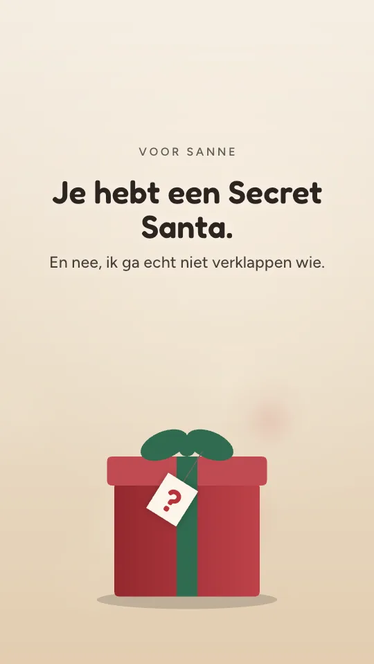 Storystijl Secret Santa, met de naam Sanne
