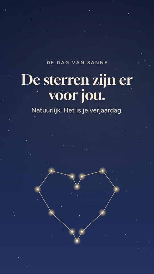 Storystijl Sterrennacht, met de naam Sanne