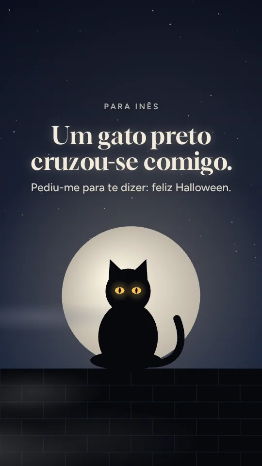 Estilo de story Gato preto, com o nome Inês
