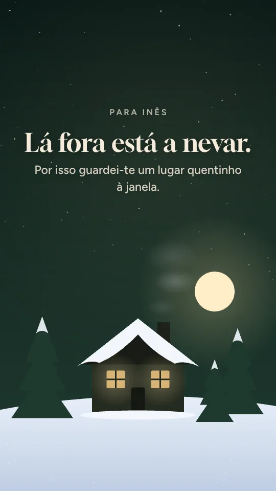 Estilo de story Natal aconchegante, com o nome Inês