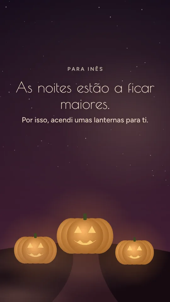 Estilo de story Passeio de lanternas, com o nome Inês