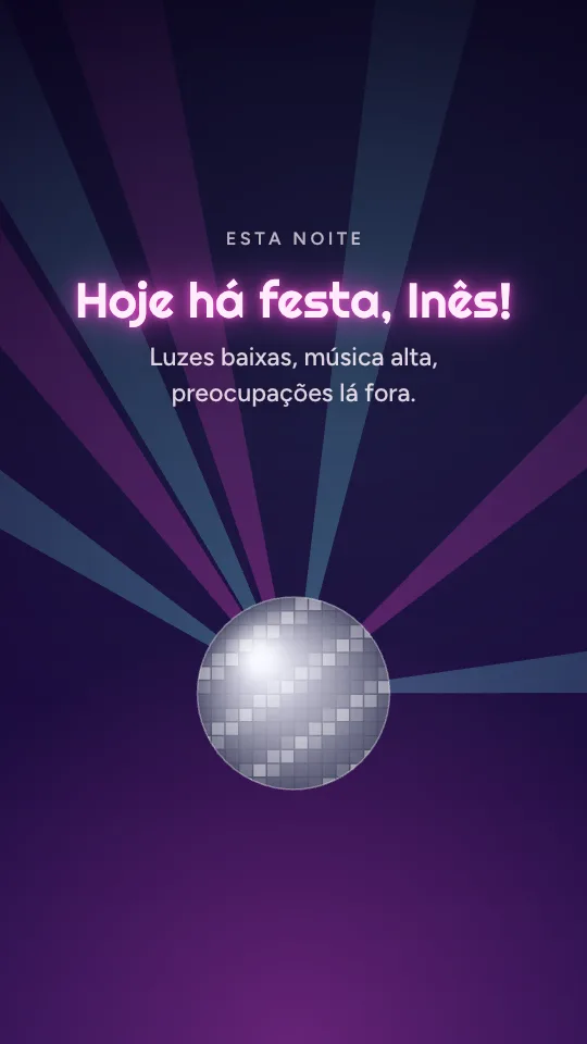 Estilo de story Festa néon, com o nome Inês
