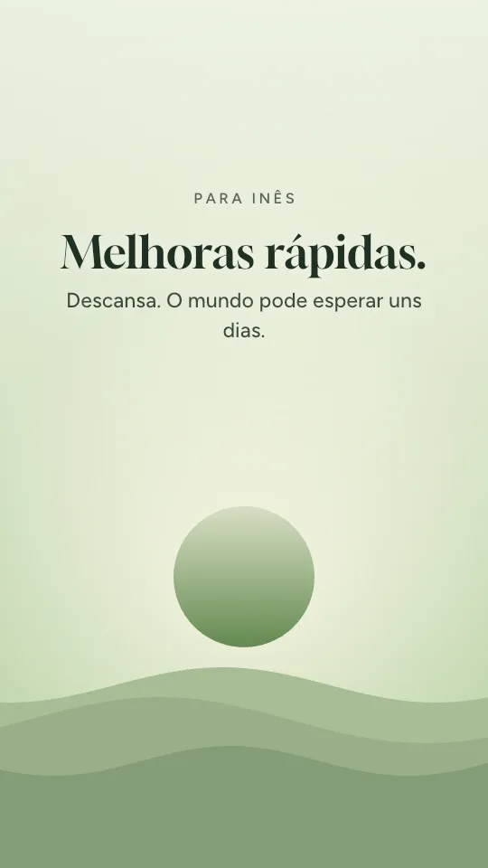 Estilo de story Descansa, com o nome Inês