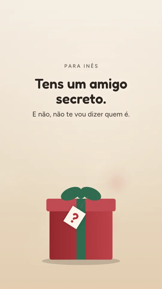 Estilo de story Amigo secreto, com o nome Inês